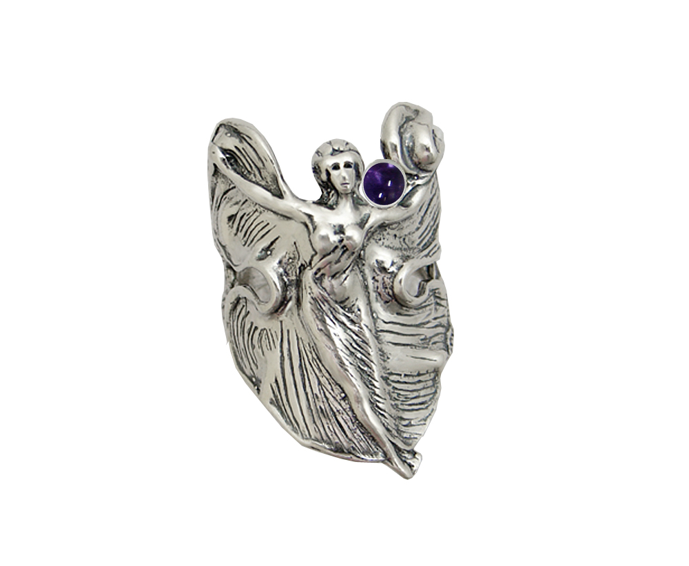 Sterling Silver Dancing Woman Maiden Ring With Iolite Size 10